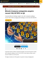 Bitcoin Treasury Holdings Hit Record 159K BTC in Q2