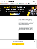 Stripe and Visa (V) Powering Fold's (FLD) New Bitcoin (BTC) Rewards Credit Card