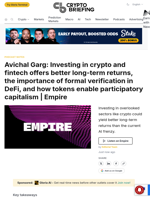 Avichal Garg: Investing in crypto and fintech offers better long-term returns, the importance of formal verification in DeFi, and how tokens enable participatory capitalism | Empire