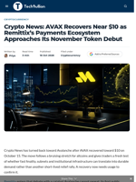 Crypto News: AVAX Recovers Near $10 as Remittix's Payments Ecosystem Approaches Its November Token Debut - TechBullion