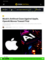 Musk’s Antitrust Case Against Apple, OpenAI Moves Toward Trial - CoinCentral