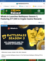 Whale.io Launches Battlepass Season 3, Featuring $77,000 in Crypto Casino Rewards - TheNewsCrypto