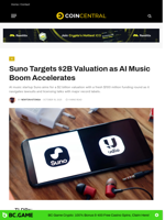 Suno Targets $2B Valuation as AI Music Boom Accelerates - CoinCentral