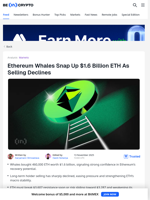 Ethereum Sees $1.6 Billion Whale Buy, Will ETH Price Benefit?