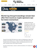 World Cup Group B standings remain tied after first round as crypto sponsors eye fan token momentum