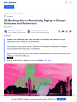 US Banks are Reportedly Targeting Coinbase and Robinhood