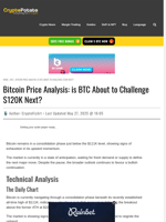 Bitcoin Price Analysis: is BTC About to Challenge $120K Next?