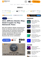 OCC Affirms Banks May Hold Crypto to Pay Network Fees – Regulation Bitcoin News