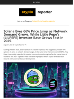 Solana Eyes 66% Price Jump as Network Demand Grows, While Little Pepe’s (LILPEPE) Investor Base Grows Fast in 2025