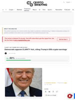 Democrats oppose CLARITY Act, citing Trump's $1B crypto earnings