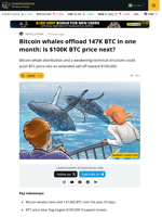 Bitcoin Whales Sell $16B BTC as Price Risks Drop to $100K