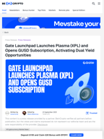 Gate Launchpad Opens Plasma with GUSD Dual Yield Model