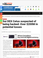 Sui DEX Cetus suspected of being hacked: Over $200M in potential losses - The Crypto News Wire