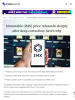 Immutable (IMX) price rebounds sharply after deep correction: here’s why - CoinJournal