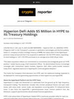 Hyperion DeFi Adds $5 Million in HYPE to its Treasury Holdings