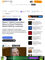 Report: Federal Lawmakers Move to Close Prediction Market Betting Loopholes – Bitcoin News