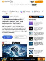 XRP Rebounds From $1.27 Low but Market Fear Still Looms Over Recovery – Markets and Prices Bitcoin News