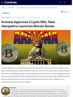 Arizona Approves Crypto Bills, New Hampshire Launches Bitcoin Bonds