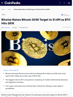 Bitwise Raises Bitcoin 2036 Target to $1.6M as BTC Hits $81K