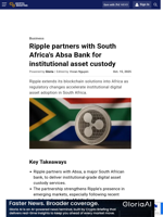 Ripple partners with South Africa's Absa Bank for institutional asset custody