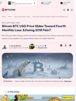 Bitcoin BTC USD Price Slides Toward Fourth Monthly Loss