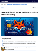 MetaMask Unveils Native Stablecoin mUSD to Enhance Liquidity