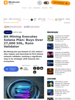 Bit Mining Executes Solana Plan: Buys Over 27,000 SOL, Runs Validator – Crypto News Bitcoin News