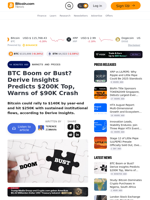 BTC Boom or Bust? Derive Insights Predicts $200K Top, Warns of $90K Crash – Markets and Prices Bitcoin News