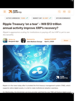Ripple Treasury ‘on a tear’ - Will $13 trillion annual activity improve XRP's recovery? - AMBCrypto