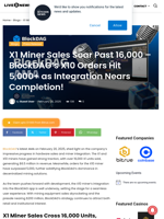 X1 Miner Sales Soar Past 16,000 – BlockDAG’s X10 Orders Hit 5,000+ as Integration Nears Completion! | Live Bitcoin News