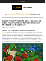 Best Crypto Presale to Buy: Pepeto and Little Pepe Compete for Dominance in the Next Memecoin Era