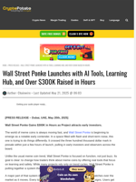 Wall Street Ponke Launches with AI Tools, Learning Hub, and Over $300K Raised in Hours