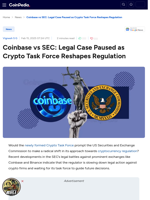 Coinbase vs SEC: Legal Case Paused as Crypto Task Force Reshapes Regulation