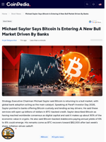 Michael Saylor Says Bitcoin Is Entering A New Bull Market Driven By Banks