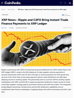 XRP News : Ripple and C2FO Bring Instant Trade Finance Payments to XRP Ledger