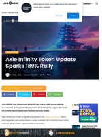 Axie Infinity Token Update Sparks 189% Rally | Live Bitcoin News