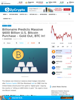 Billionaire Predicts Massive $600 Billion U.S. Bitcoin Purchase – Gold Out, BTC In! ⋆ ZyCrypto