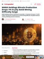 MARA Holdings Bitcoin Production Drops 1% in July Amid Mining Difficulty Surge - Coinspeaker