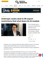 Anthropic seeks deal to lift export restrictions that shut down its AI models