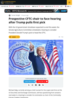 Prospective CFTC Chair to Face Hearing after Trump Pulls First Pick