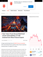Fake Token Pools Reveal NEAR DeFi Oracle Vulnerabilities; $7.6M Drained from Rhea Finance Exploit - NullTX