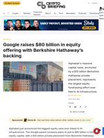 Google raises $80 billion in equity offering with Berkshire Hathaway's backing