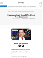 Stablecoins Could Solve $7T in Global Fees: Scaramucci