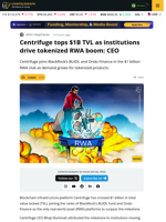 Centrifuge tops $1B TVL as institutions drive tokenized RWA growth