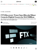 FTX Recovery Trust Sues Bitcoin Miner Genesis Digital Assets for $1.15 Billion - Decrypt
