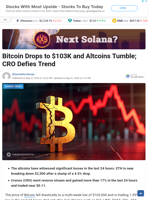 Bitcoin Drops to $103K and Altcoins Tumble; CRO Defies Trend