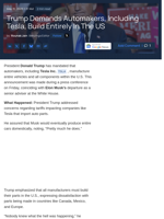 Trump Demands Automakers, Including Tesla, Build Entirely In The US - Tesla (NASDAQ:TSLA), General Motors (NYSE:GM) - Benzinga