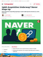 Upbit Acquisition Underway? Naver Steps Up - Coinspeaker