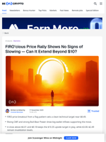 FIRO Price Rally Extends — Is the $10 Zone Next?