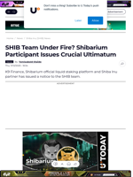 SHIB Team Under Fire? Shibarium Participant Issues Crucial Ultimatum - U.Today